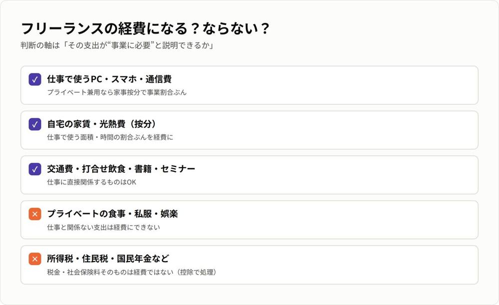 フリーランスの経費になるもの・ならないものの早見